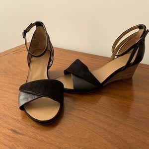 Black leather/suede heels